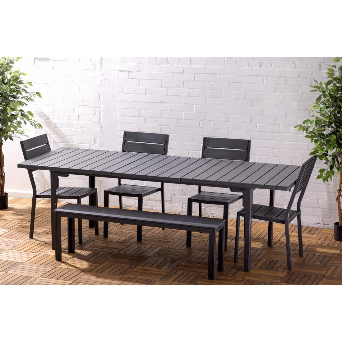 Bancs à lattes Bolero Valletta gris (lot de 2) - Bolero - HZ024