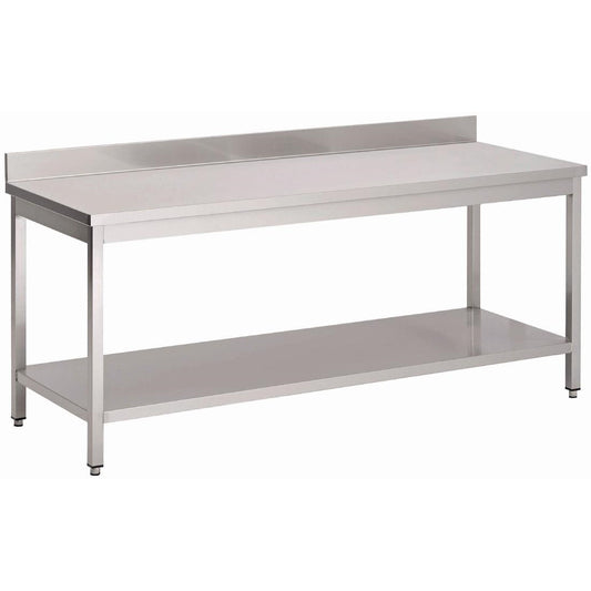 Table inox avec étagère basse et dosseret Gastro M 700 x 700 x 890mm - Gastro M - GN130
