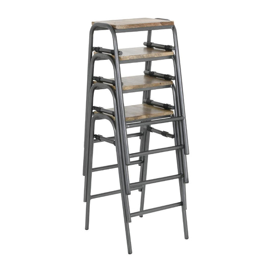 Tabourets de bar compacts avec assise en bois de manguier Bolero Cantina bronze (lot de 4) - Bolero - HZ824