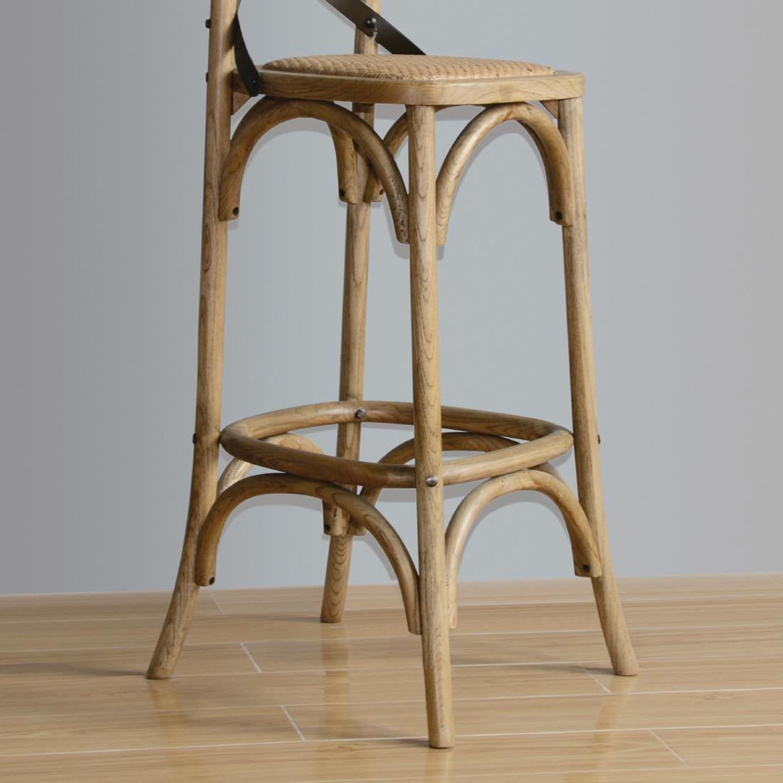 Tabouret de bar en bois avec dossier croisé Bolero métal - Bolero - GG657