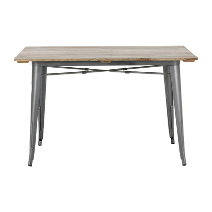 Table à manger à plateau à lattes en bois de manguier et piètement gris acier Bolero Bistro 1200 mm - Bolero - HZ811