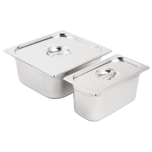 Ensemble de bacs GN 1/3 et 2/3 inox avec couvercles Vogue - Vogue - SA240