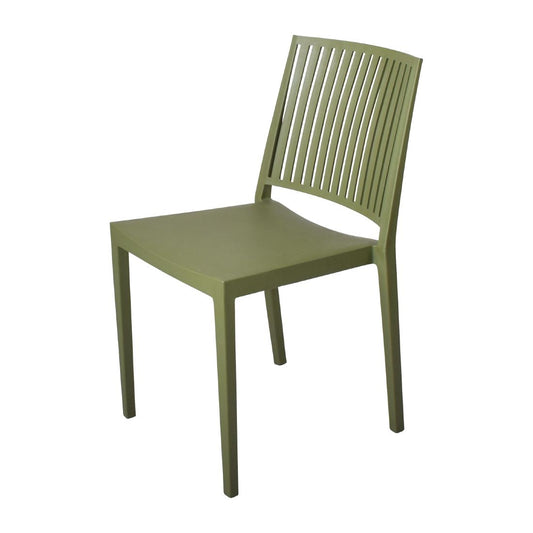 Chaises d'extérieur en polypropylène empilables Baltimore vert olive (lot de 4) - Mebu - FW578