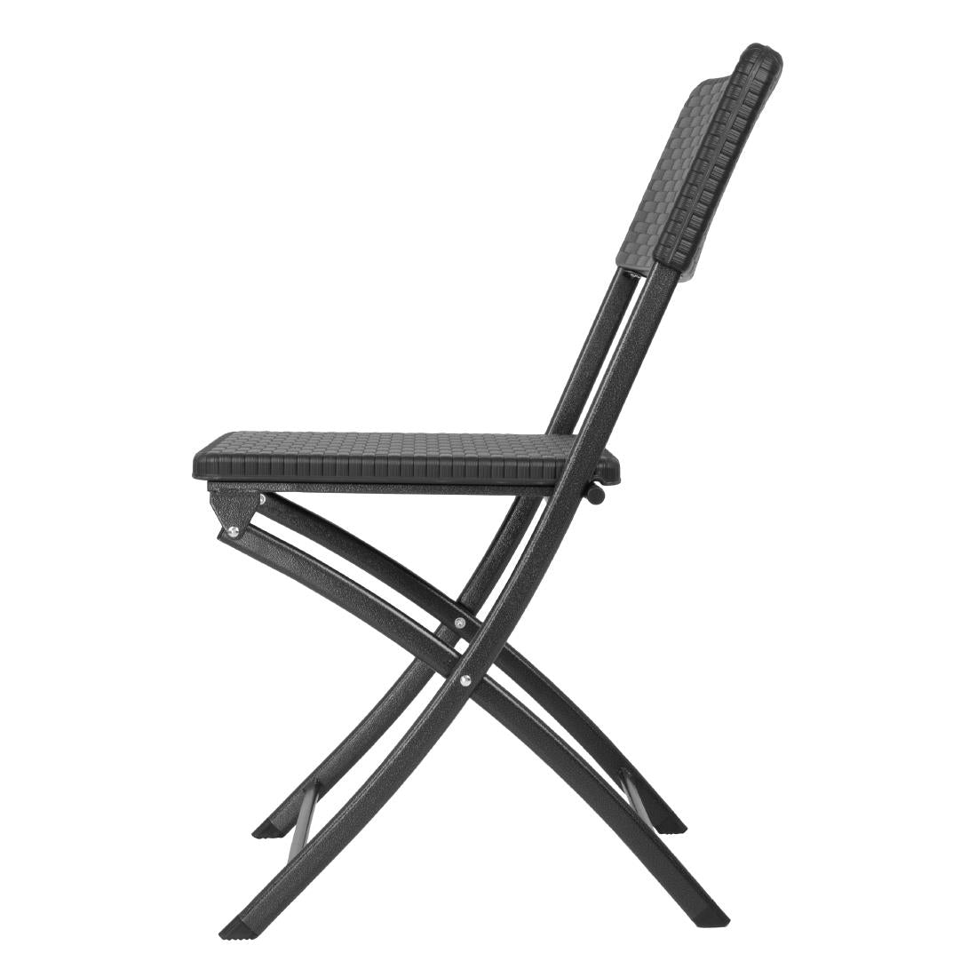 Chaises pliantes en rotin PE Bolero noires (lot de 2) - Bolero - HS559