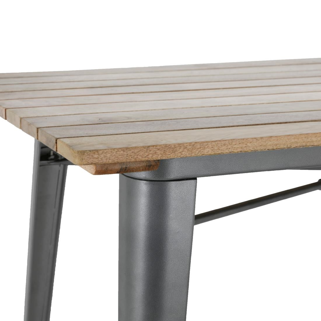 Table à manger à plateau à lattes en bois de manguier et piètement gris acier Bolero Bistro 1200 mm - Bolero - HZ811