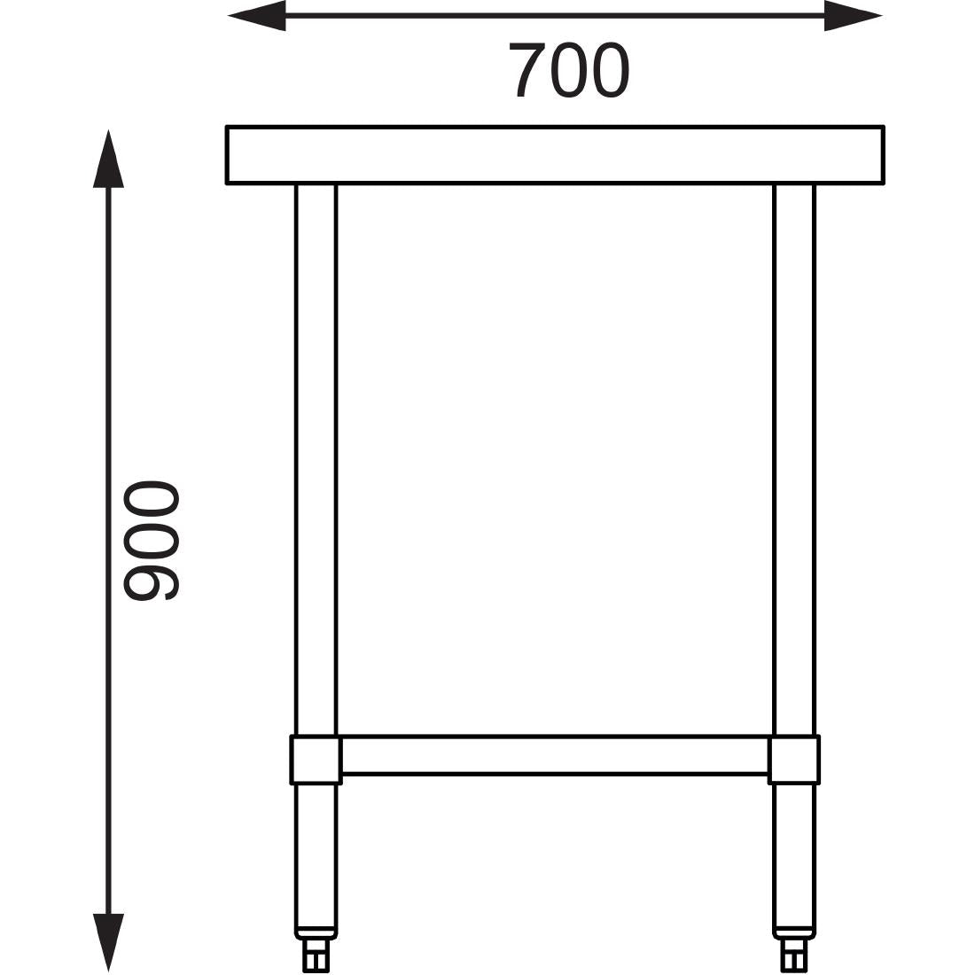 Table en acier inoxydable sans rebord Vogue 600 x 700mm - Vogue - GJ500