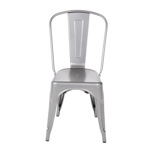 Chaises en acier gris métallisé Bolero Bistro (lot de 4) - Bolero - GL329