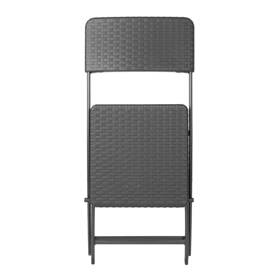Chaises pliantes en rotin PE Bolero noires (lot de 2) - Bolero - HS559