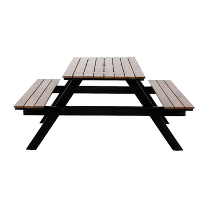 Ensemble table de pique-nique rectangulaire Acacia avec bancs Bolero - Bolero - JE893