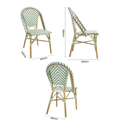Chaises style parisien en polyrotin PE Bolero vert clair (lot de 2) - Bolero - FU535