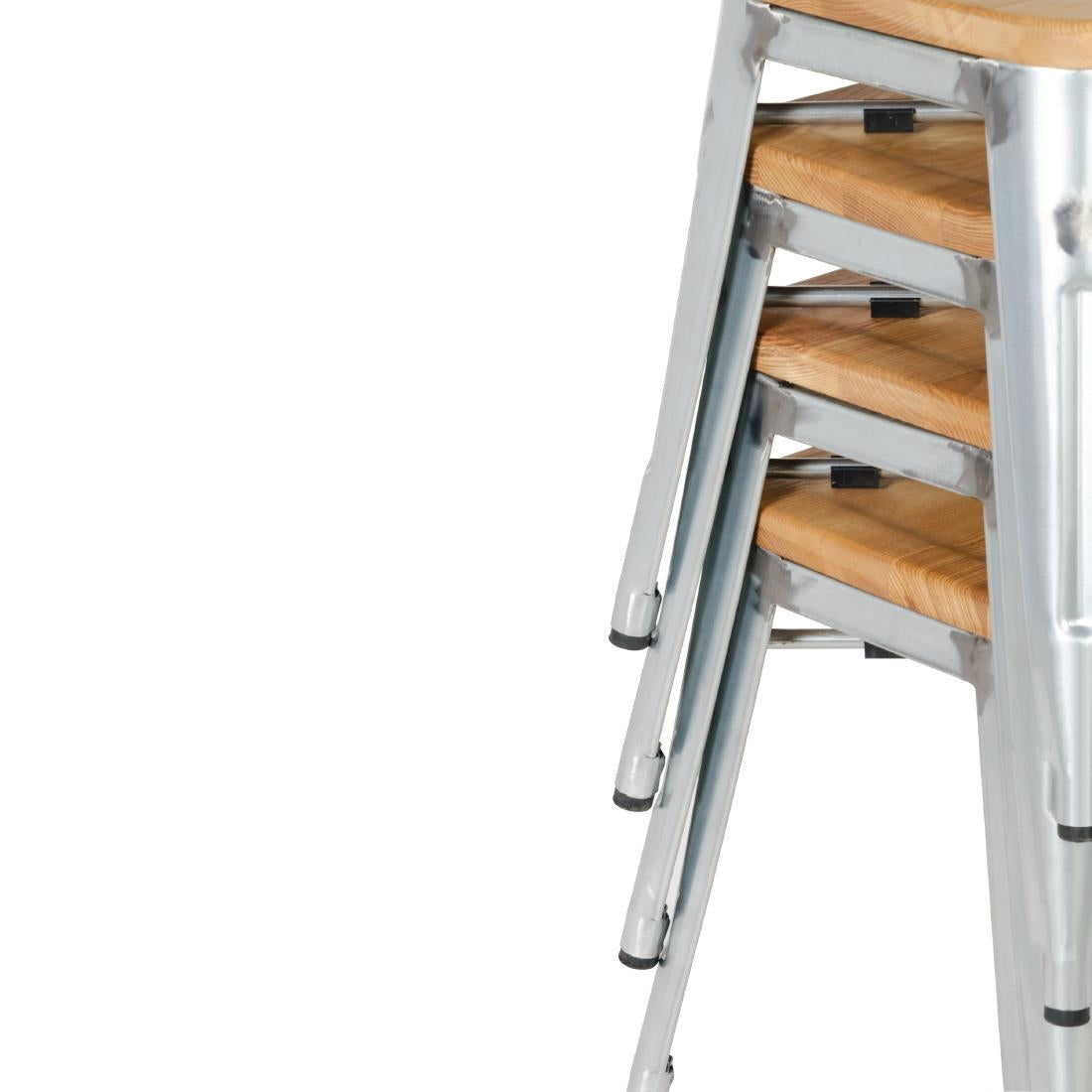 Tabourets bistro bas en acier avec assise en bois Bolero (lot de 4) - Bolero - GM634