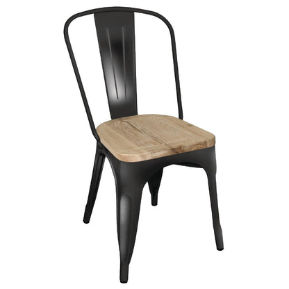 Chaise en acier noir avec assise en bois Bolero Bistro (lot de 4) - Bolero - GG707
