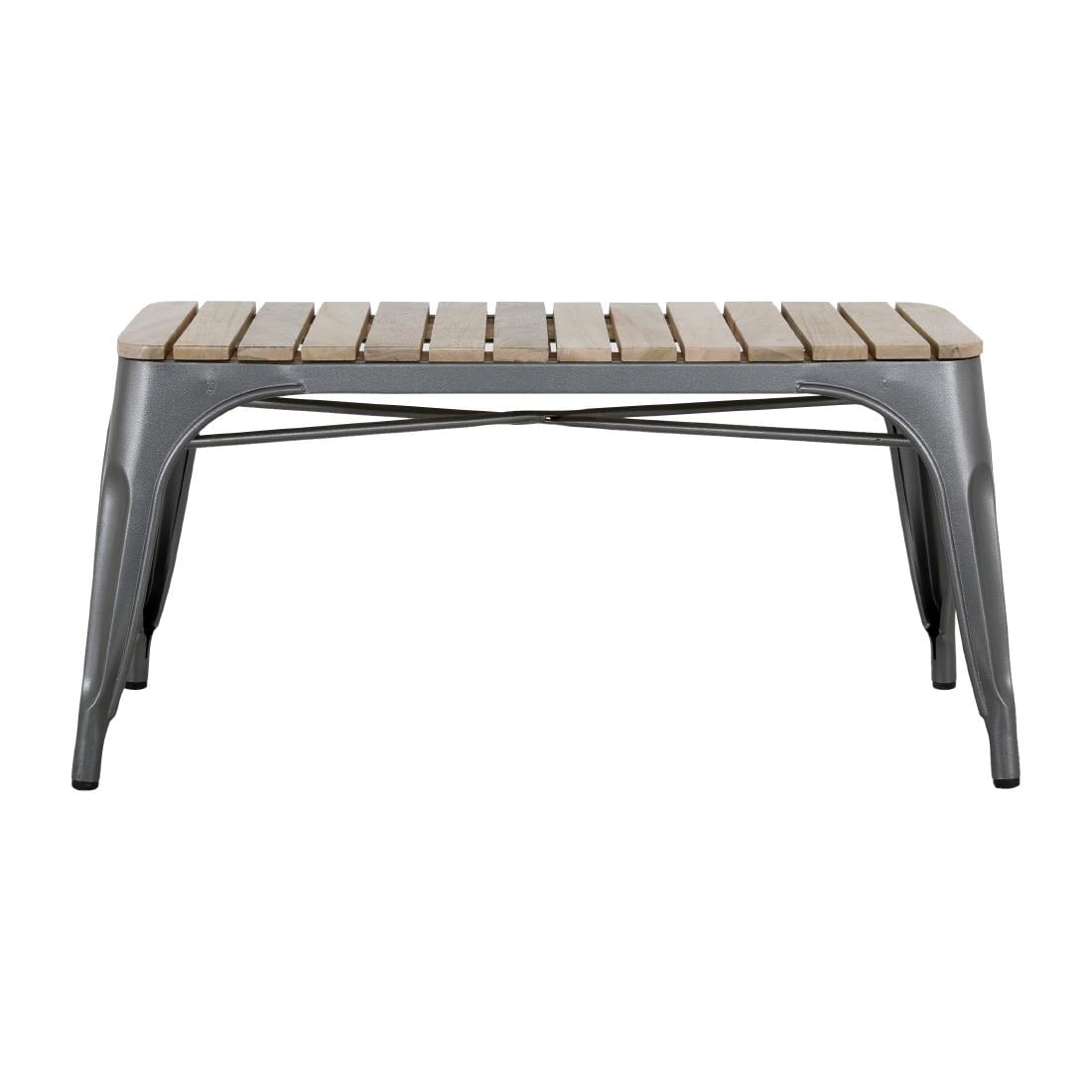 Banc d'intérieur à lattes en bois de manguier et cadre gris acier Bolero Bistro 850 mm (lot de 2) - Bolero - HZ817