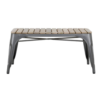 Banc d'intérieur à lattes en bois de manguier et cadre gris acier Bolero Bistro 850 mm (lot de 2) - Bolero - HZ817