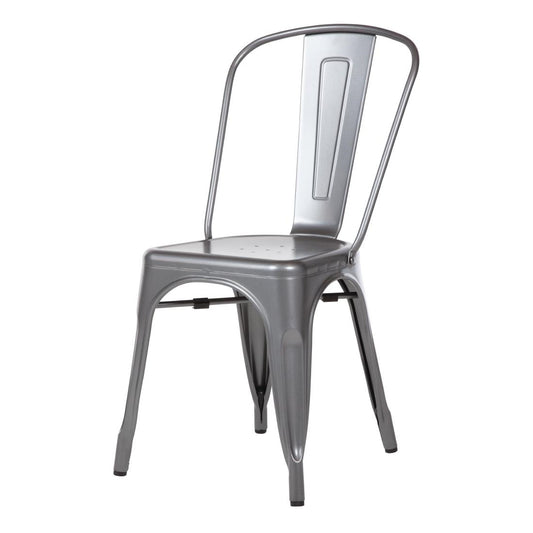 Chaises en acier gris métallisé Bolero Bistro (lot de 4) - Bolero - GL329