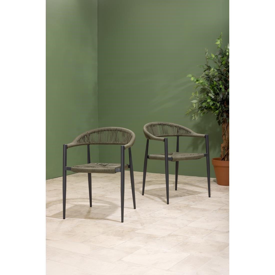 Fauteuils d'extérieur en rotin PE tressé Bolero Eden verts (lot de 4) - Bolero - HZ592