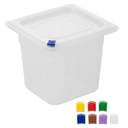 Bacs PP Hygiplas Click GN 1/6 avec couvercles et 7 clips de couleur 150mm 2,2L (lot de 4) - Hygiplas - FZ098