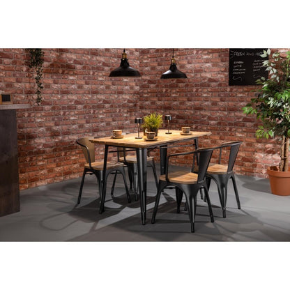 Fauteuils gris acier à dossier incurvé avec assise en bois Bolero Bistro (lot de 4) - Bolero - HZ805