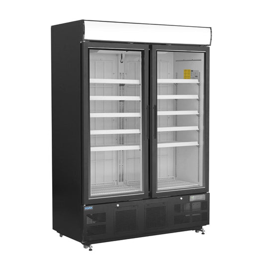 Vitrine réfrigérée négative avec caisson lumineux Polar Série G 920L noire - Polar - GH429