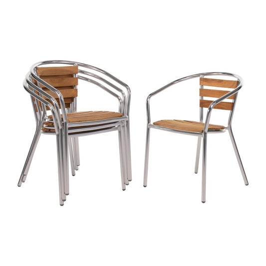 Fauteuils en frêne et aluminium Bolero 730mm (lot de 4) - Bolero - U421