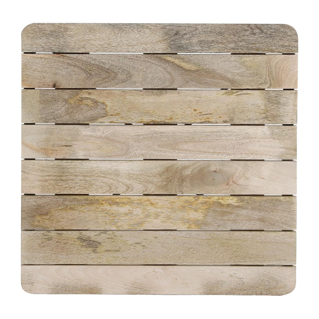 Table à manger à plateau à lattes en bois de manguier et piètement noir Bolero Bistro 650 mm - Bolero - HZ812