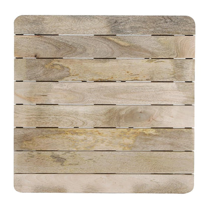 Table à manger à plateau à lattes en bois de manguier et piètement noir Bolero Bistro 650 mm - Bolero - HZ812