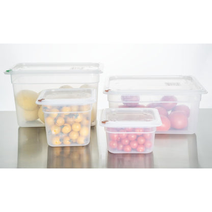 Bacs PP Hygiplas Click GN 1/6 avec couvercles et 7 clips de couleur 150mm 2,2L (lot de 4) - Hygiplas - FZ098