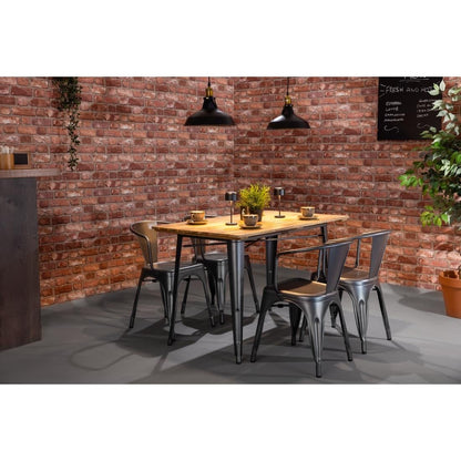 Table à manger à plateau à lattes en bois de manguier et piètement gris acier Bolero Bistro 1200 mm - Bolero - HZ811