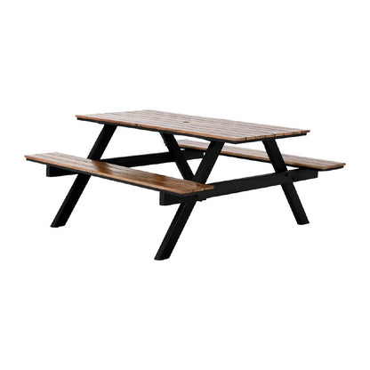 Ensemble table de pique-nique rectangulaire Acacia avec bancs Bolero - Bolero - JE893