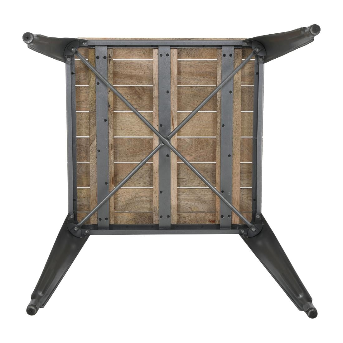 Table à manger à plateau à lattes en bois de manguier et piètement gris acier Bolero Bistro 650 mm - Bolero - HZ813