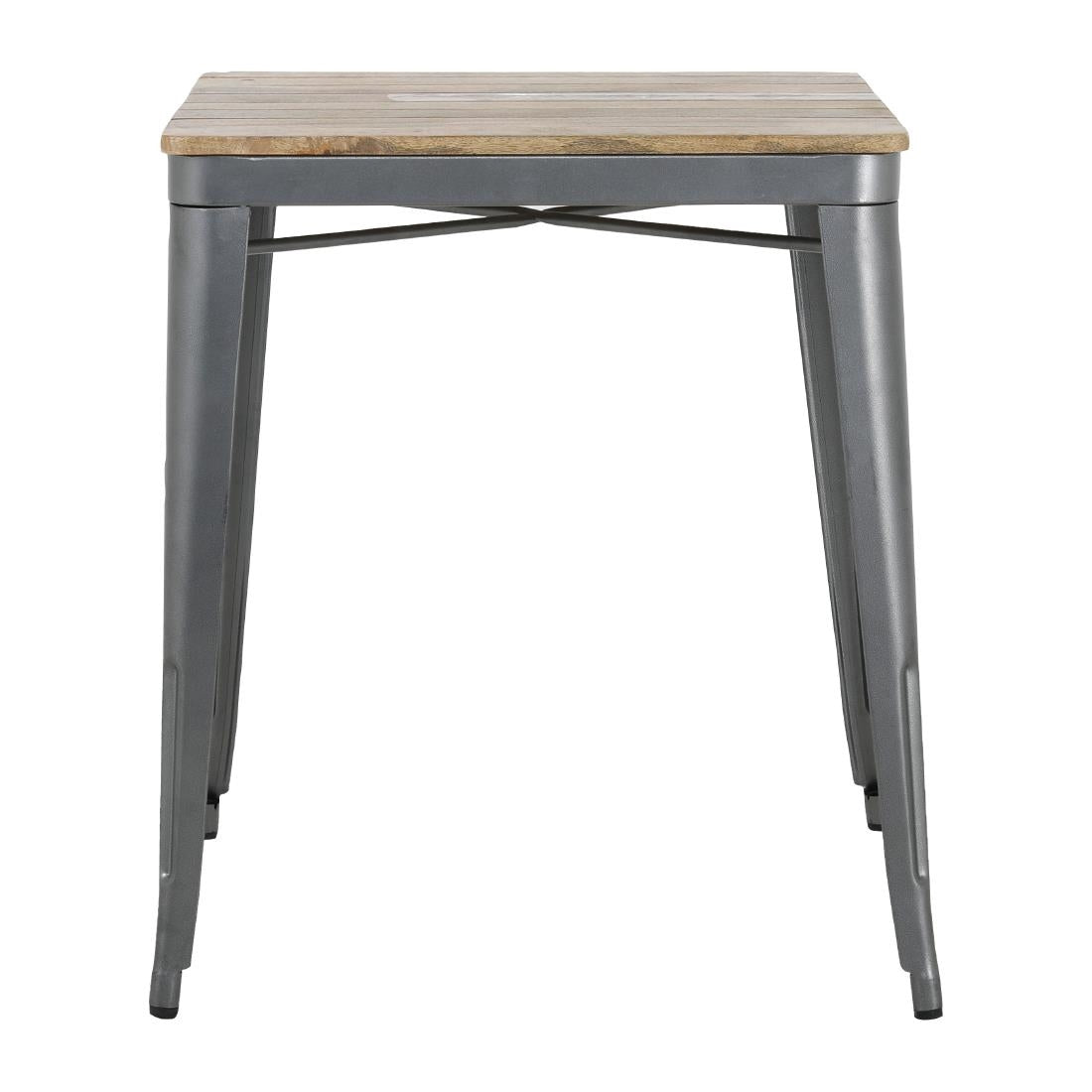 Table à manger à plateau à lattes en bois de manguier et piètement gris acier Bolero Bistro 650 mm - Bolero - HZ813
