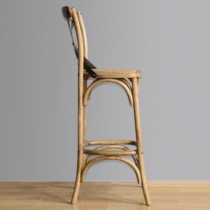Tabouret de bar en bois avec dossier croisé Bolero métal - Bolero - GG657