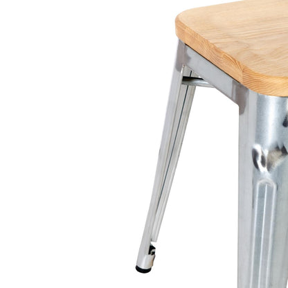 Tabourets bistro bas en acier avec assise en bois Bolero (lot de 4) - Bolero - GM634