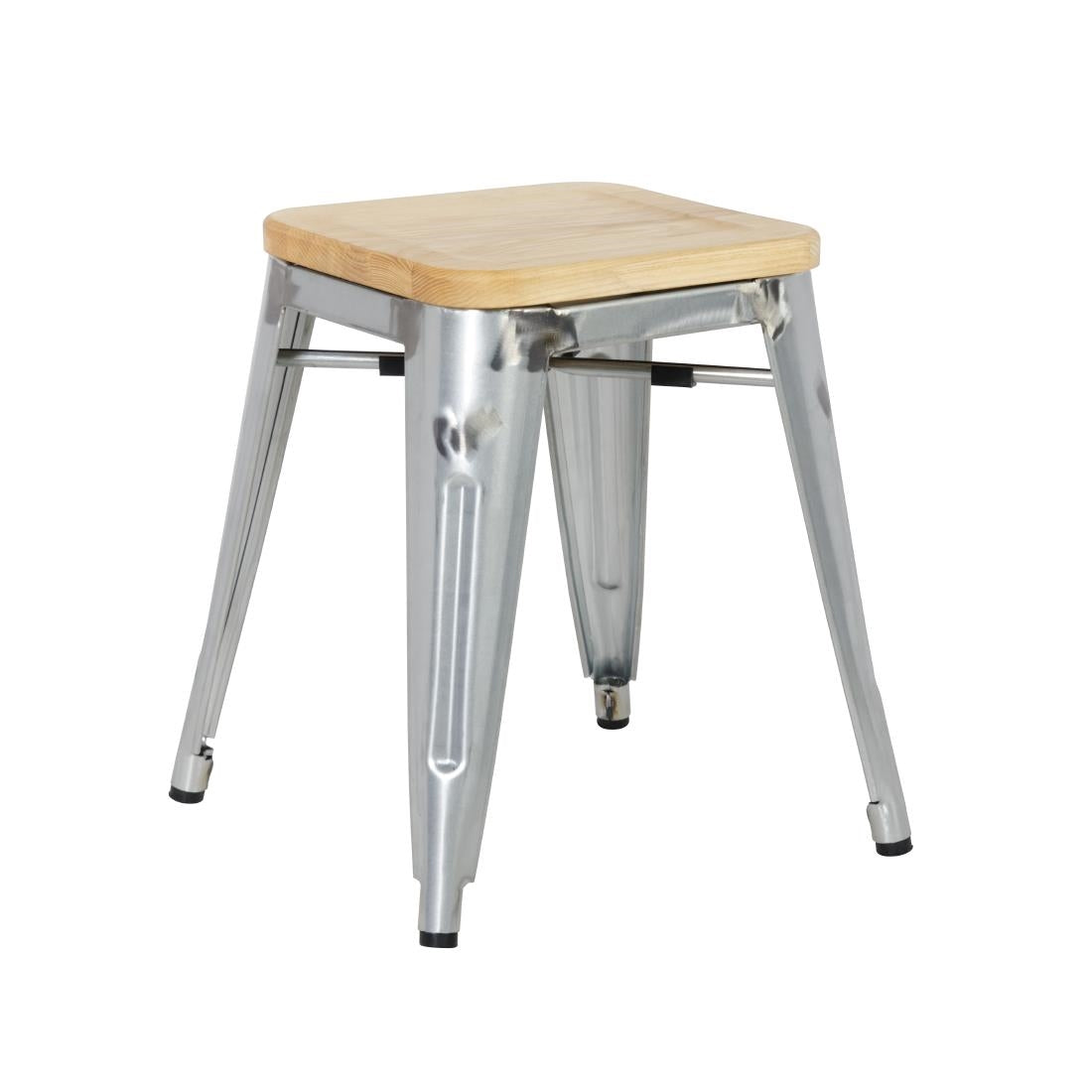 Tabourets bistro bas en acier avec assise en bois Bolero (lot de 4) - Bolero - GM634