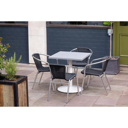 Fauteuils en rotin PE empilables Bolero noirs et aluminium (lot de 4) - Bolero - U507