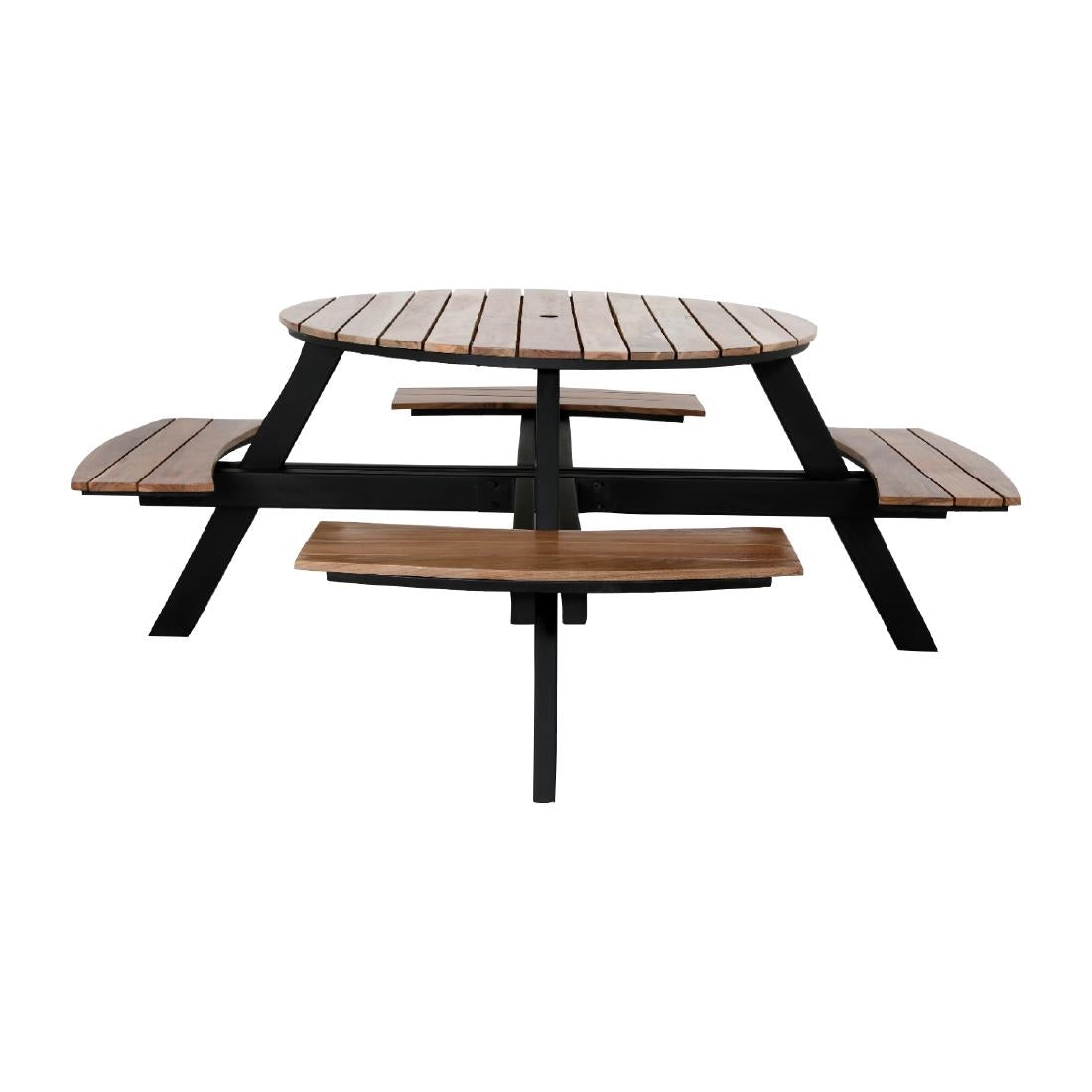 Ensemble table de pique-nique ronde Acacia avec bancs Bolero - Bolero - JE892