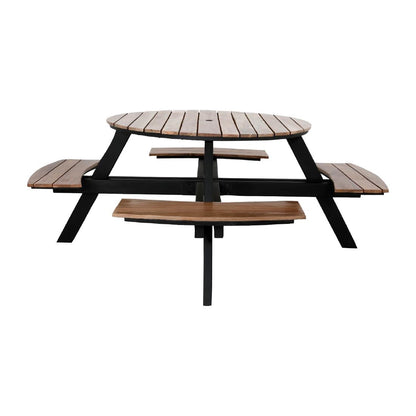 Ensemble table de pique-nique ronde Acacia avec bancs Bolero - Bolero - JE892