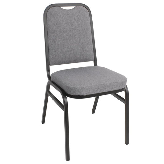 Chaise de banquet avec dossier carré et tissu gris Bolero lot de 4 - Bolero - DA602