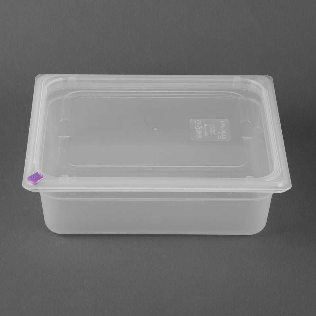 Bacs PP Hygiplas Click GN 1/2 avec couvercles et 7 clips de couleur 100mm 5,9L (lot de 4) - Hygiplas - FZ089