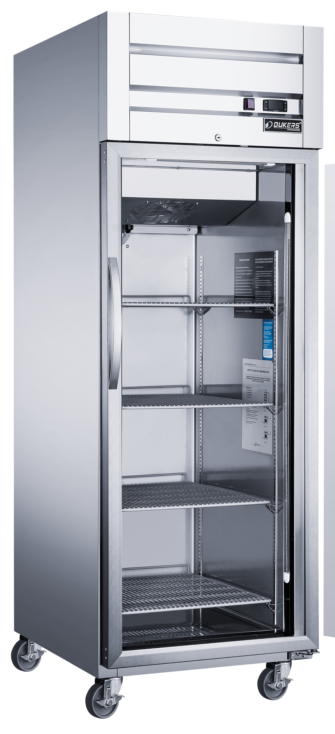 Armoire inox positive - 1 porte vitrée - Groupe haute - 540 litres - D28ARG