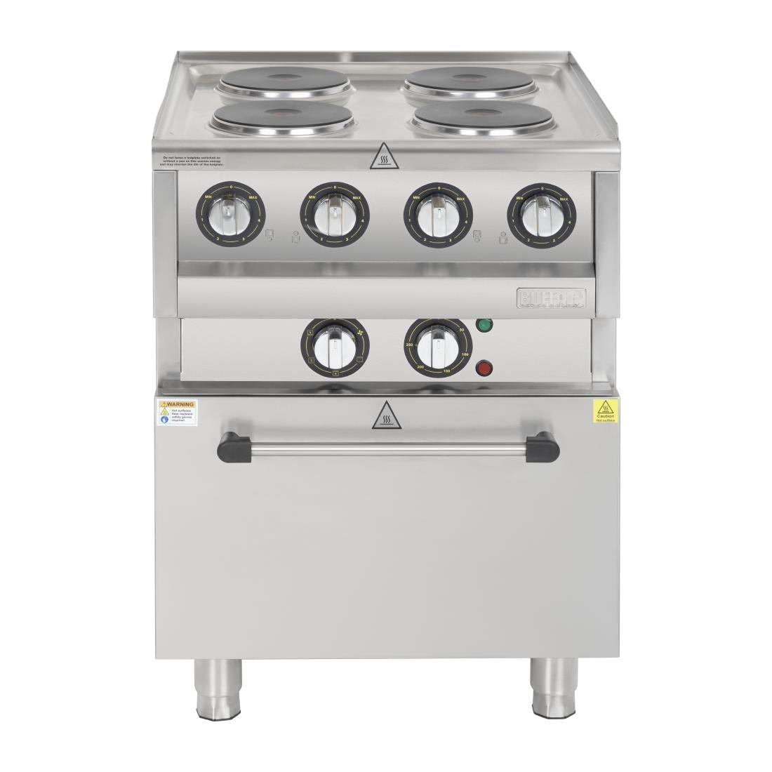 Fourneau électrique 4 feux sur four à convection Buffalo Série 600 - Buffalo - SA808