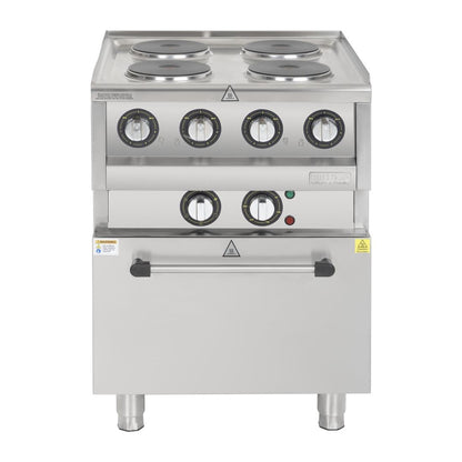 Fourneau électrique 4 feux sur four à convection Buffalo Série 600 - Buffalo - SA808