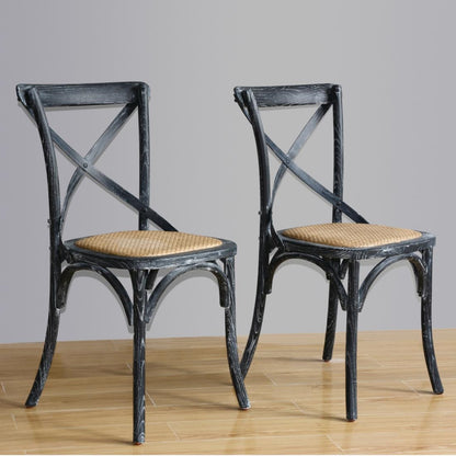 Chaises en bois patiné avec dossier croisé Bolero noires (lot de 2) - Bolero - GG654