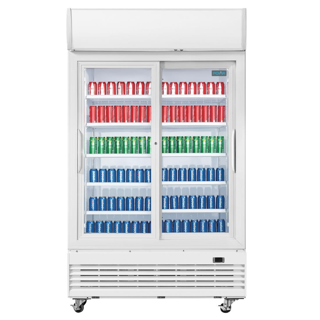Armoire réfrigérée 2 portes vitrées coulissantes avec caisson lumineux Polar Série G 950L - Polar - GE581