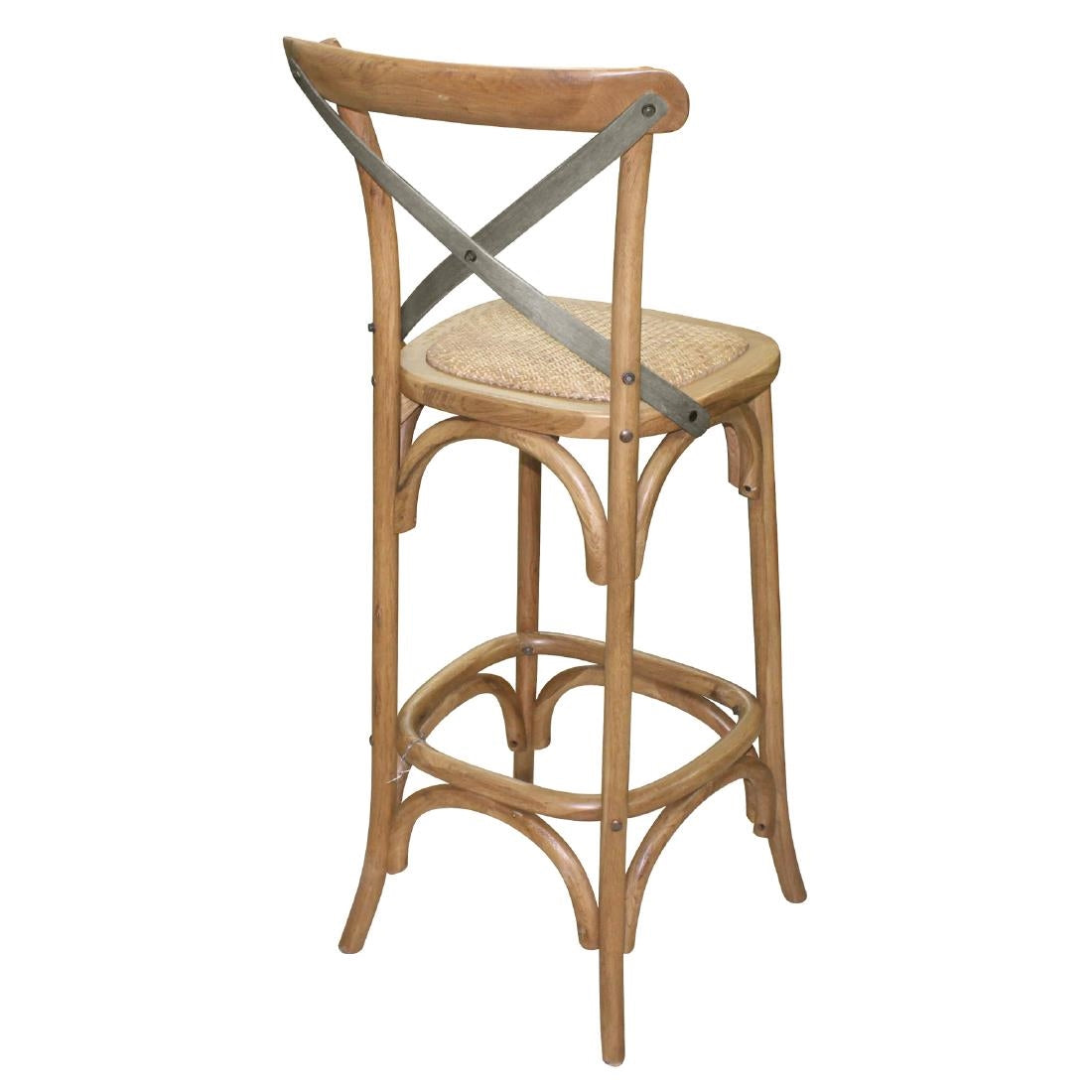 Tabouret de bar en bois avec dossier croisé Bolero métal - Bolero - GG657