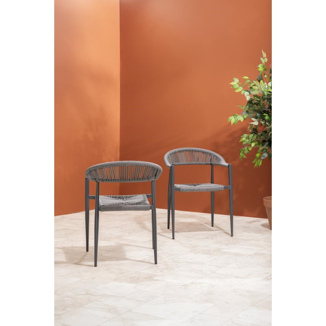 Fauteuils d'extérieur en rotin PE tressé Bolero Eden anthracite (lot de 4) - Bolero - HZ590