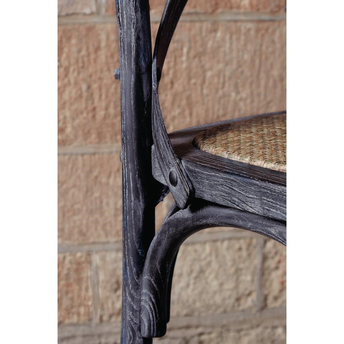 Chaises en bois patiné avec dossier croisé Bolero noires (lot de 2) - Bolero - GG654