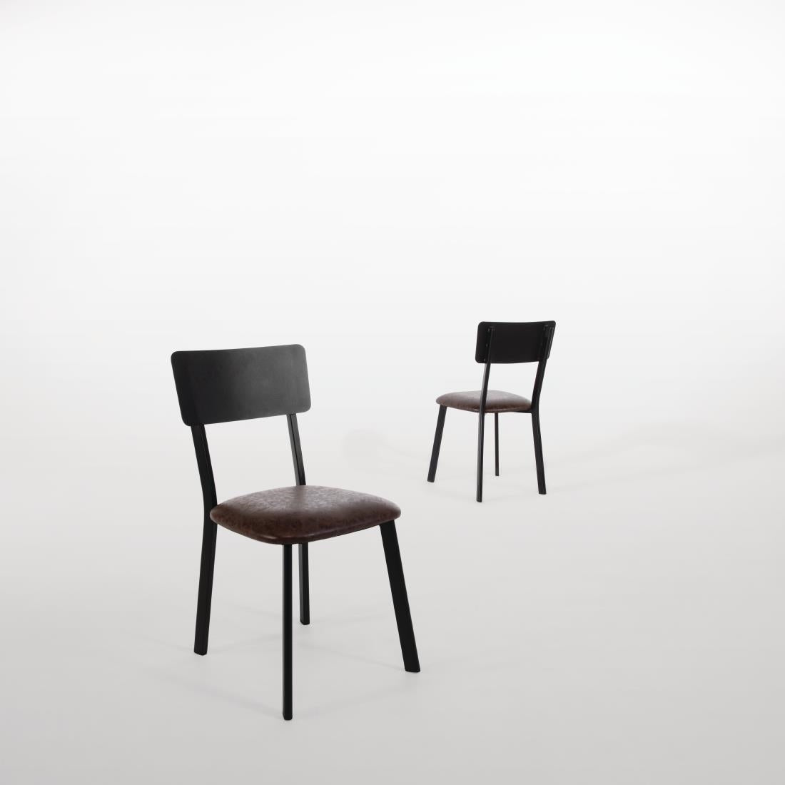 Chaises en metal assise PU moka vintage Bolero (lot de 4) - Bolero - DR301