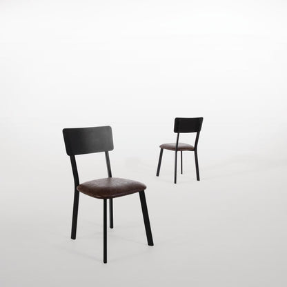 Chaises en metal assise PU moka vintage Bolero (lot de 4) - Bolero - DR301