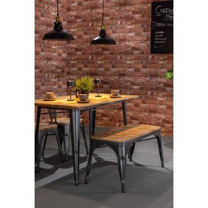 Banc d'intérieur à lattes en bois de manguier et cadre gris acier Bolero Bistro 850 mm (lot de 2) - Bolero - HZ817